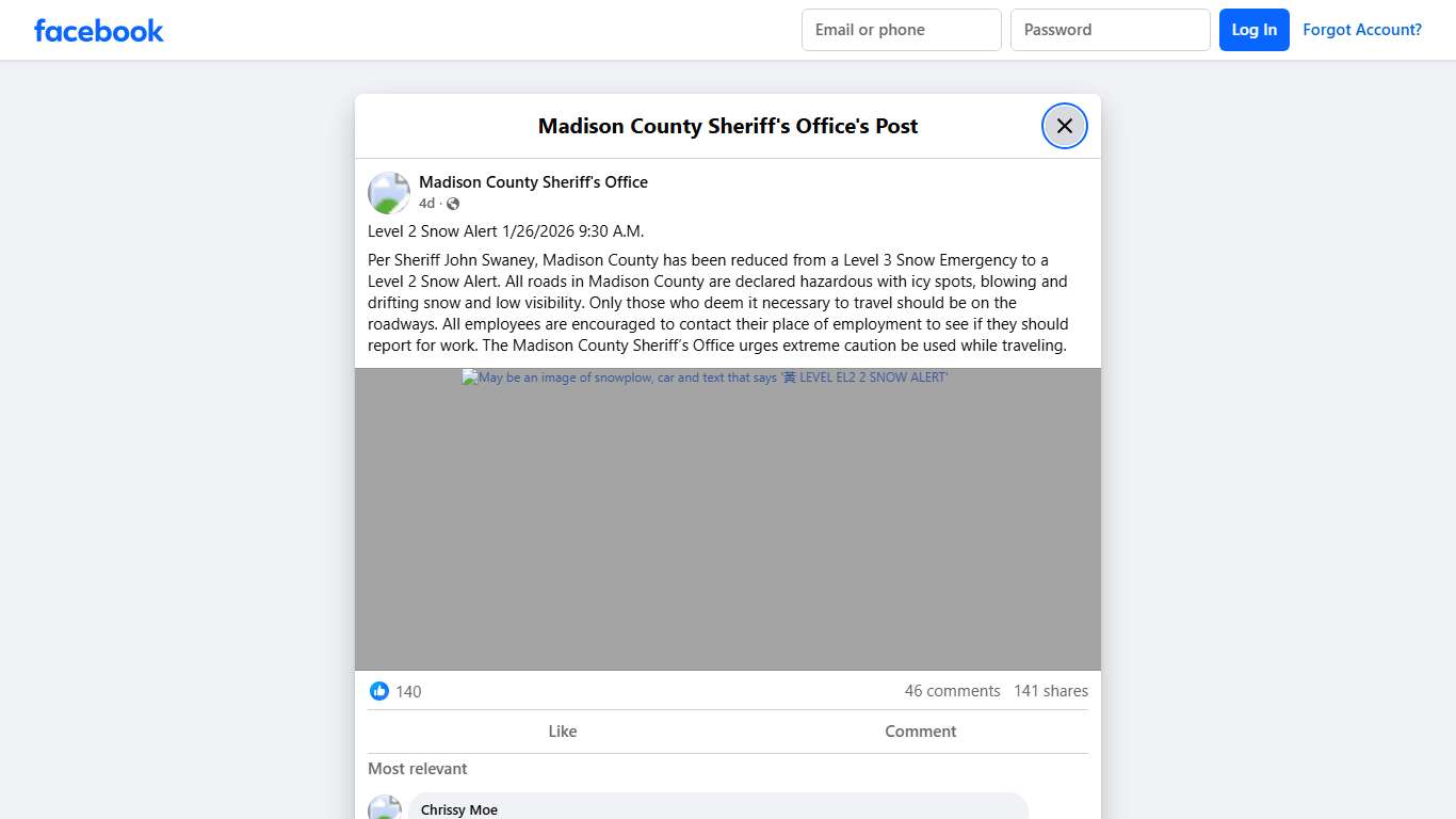 Level 2 Snow Alert... - Madison County Sheriff's Office Facebook